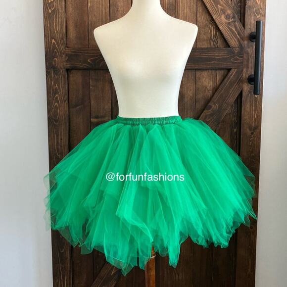 Tutu GREEN (XL) Tulle Petticoat for Halloween Costume Party Fun Run Spirit Day - Picture 1 of 6